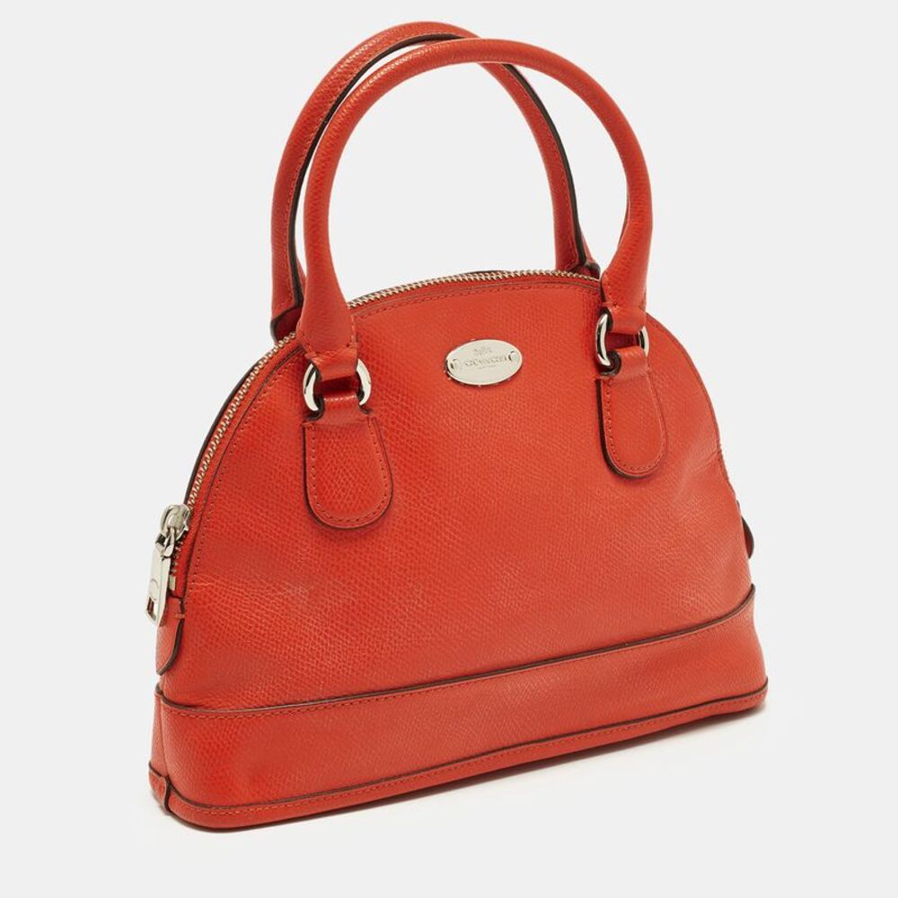 Coach Cora Dome Orange Leather Satchel - Picture 3 of 7